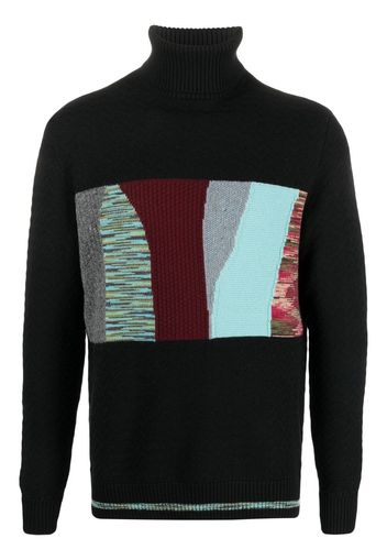 Missoni patchwork-motif roll neck jumper - Nero