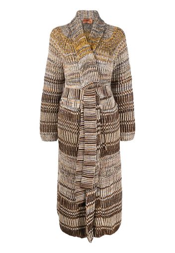 MISSONI striped tie-waist cardi-coat - Marrone