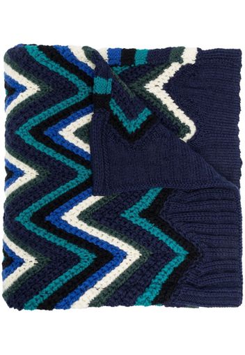 Missoni zig-zag embroidered scarf - Blu