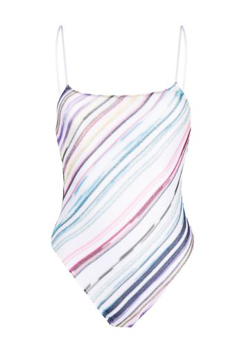 Missoni stripe-print backless swimsuit - Bianco