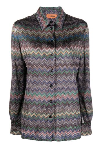 Missoni zigzag-print long-sleeve shirt - Blu