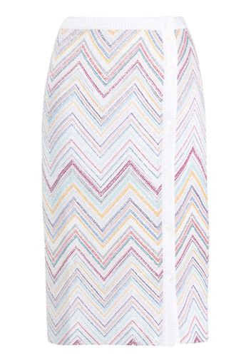 Missoni zigzag-woven pencil skirt - Bianco