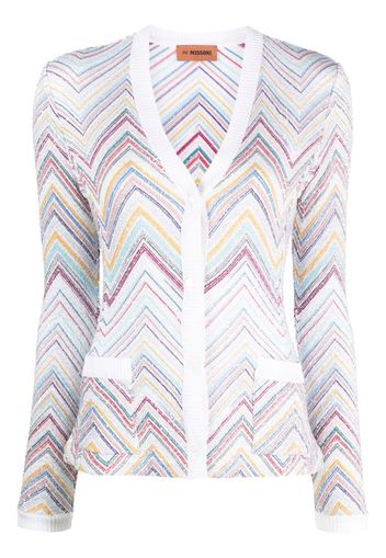 Missoni zigzag-woven long-sleeve cardigan - Bianco