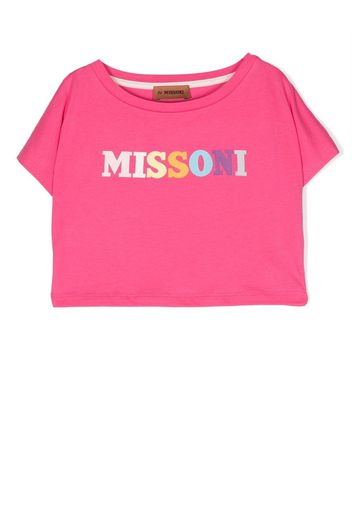 Missoni Kids logo-print cotton T-shirt - Rosa