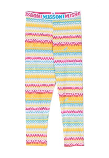 Missoni Kids logo-waistband zigzag-print leggings - Giallo