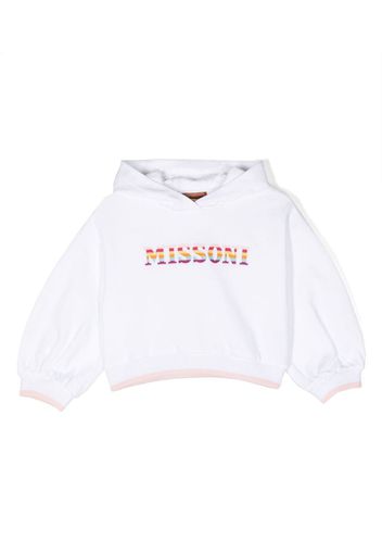 Missoni Kids rainbow logo-embroidered hoodie - Bianco