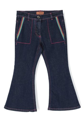 Missoni Kids chevron detail flared jeans - Blu