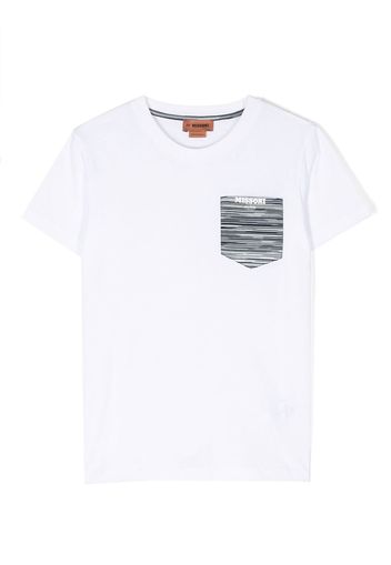 Missoni Kids contrasting patch-pocket T-shirt - Bianco