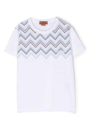 Missoni Kids zigzag-print short-sleeve cotton T-shirt - Bianco