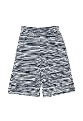 Missoni Kids logo-patch fine-knit shorts - Blu