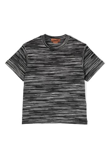 Missoni Kids logo-lettering striped cotton T-shirt - Nero