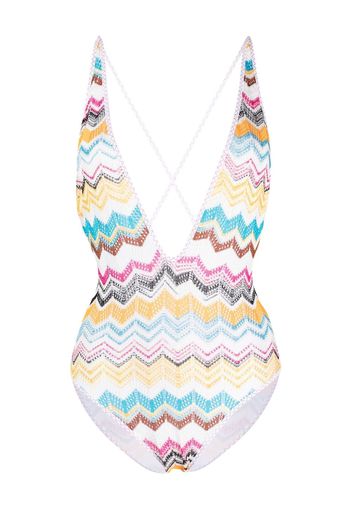 Missoni zig-zag knitted swimsuit - Bianco