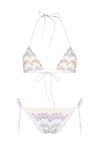 Missoni zig-zag-woven triangle bikini - Bianco