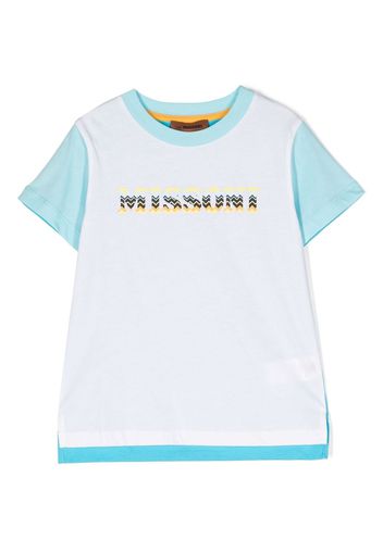 Missoni Kids colour-block cotton T-shirt - Blu