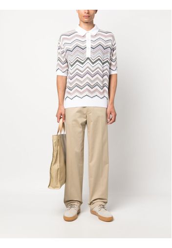 Missoni zigzag-pattern ribbed polo shirt - Bianco