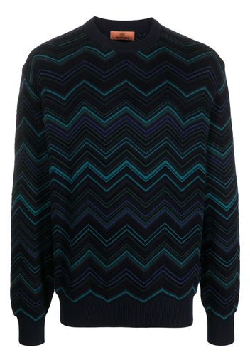 Missoni zig-zag pattern cotton-blend jumper - Blu