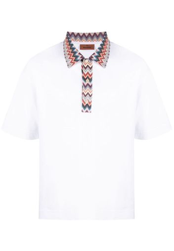 Missoni chevron-trim polo shirt - Bianco
