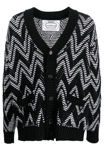 Missoni zigzag- embroidered wool cardigan - Nero