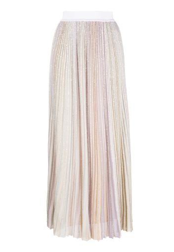 Missoni stripe-pattern plissé midi skirt - Arancione