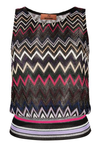 Missoni zig-zag semi-sheer knitted top - Nero