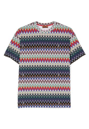 Missoni Kids zigzag-pattern stretch-cotton T-shirt - Rosso