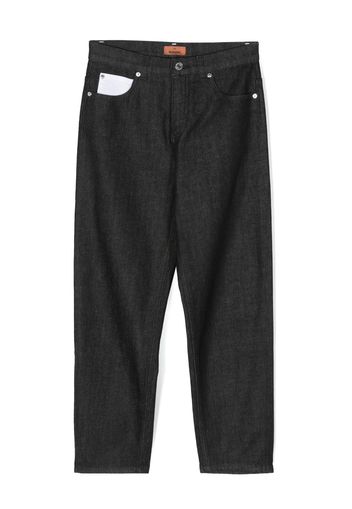 Missoni Kids logo-embroidered mid-rise tapered-leg jeans - Nero