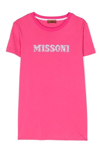 Missoni Kids logo-embellished cotton-jersey T-shirt - Rosa