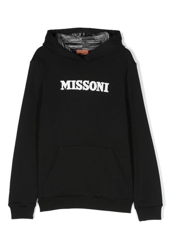 Missoni Kids logo-embroidered cotton-jersey hoodie - Nero