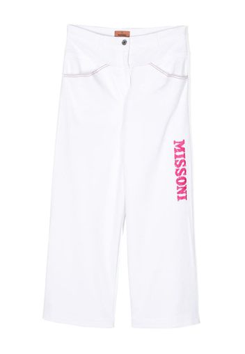 Missoni Kids sequin-embellished logo straight-leg trousers - Bianco