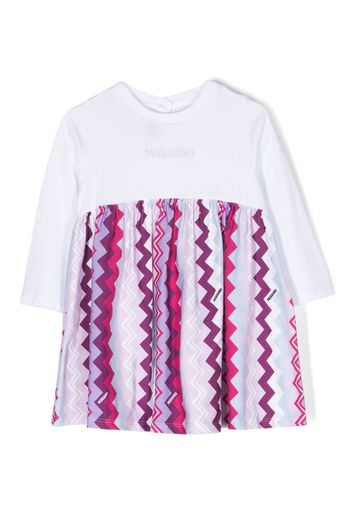 Missoni Kids chevron-print branded dress - Rosa