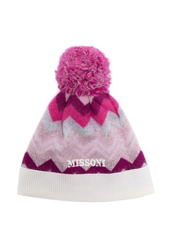 Missoni Kids zigzag-motif knitted beanie - Rosa