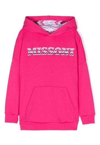 Missoni Kids logo-print cotton hoodie - Rosa