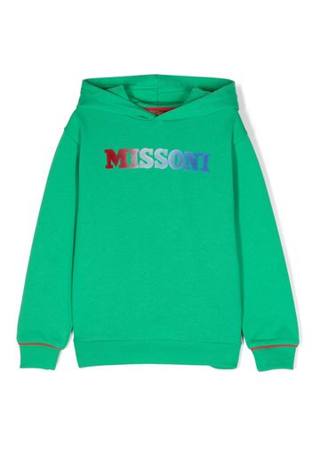 Missoni Kids logo-print cotton hoodie - Verde