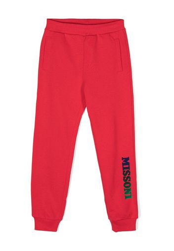 Missoni Kids logo-print cotton track pants - Rosso