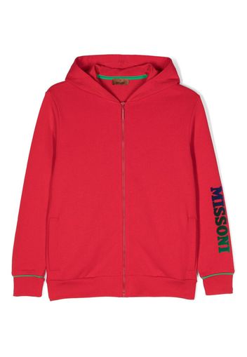 Missoni Kids logo-print cotton hoodie - Rosso