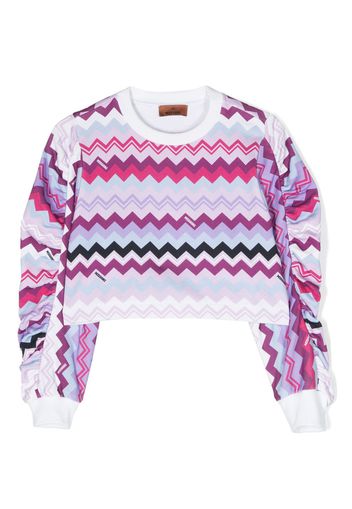 Missoni Kids zigzag-print cotton sweatshirt - Rosa