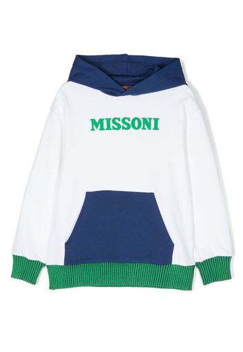 Missoni Kids logo-print cotton hoodie - Bianco