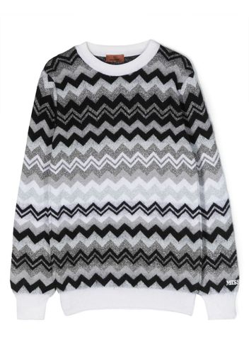 Missoni Kids zigzag glitter long-sleeve jumper - Nero