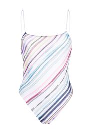 Missoni stripe-print backless swimsuit - Bianco