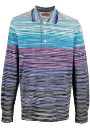 Missoni stripe-print long-sleeved polo shirt - Blu