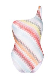 Missoni zigzag-patterned one-shoulder swimsuit - Bianco