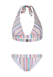 Missoni zigzag pattern halterneck bikini - Bianco