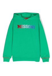 Missoni Kids logo-print cotton hoodie - Verde