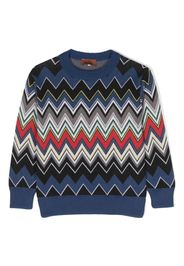 Missoni Kids zigzag-woven crew-neck sweatshirt - Blu