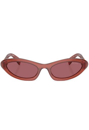 Miu Miu Eyewear Occhiali da sole ovali con placca logo - Rosso