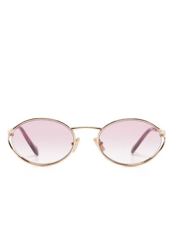 Miu Miu Eyewear Occhiali da sole ovali con placca logo - Oro