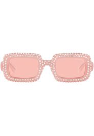 Miu Miu Eyewear crystal-embellished rectangle-frame sunglasses - Rosa