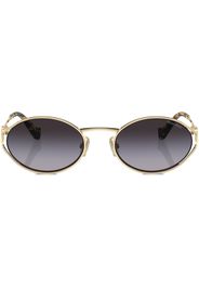 Miu Miu Eyewear Occhiali da sole ovali con placca logo - Oro