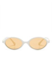 Miu Miu Eyewear logo-plaque oval-frame sunglasses - Bianco