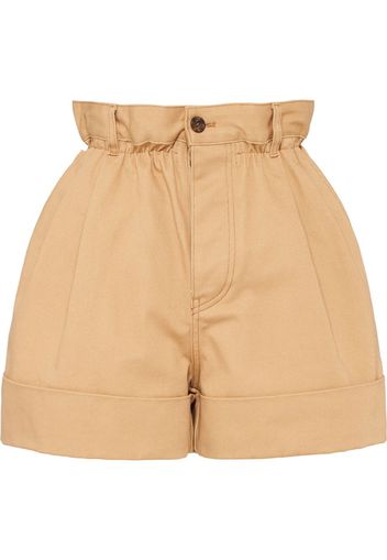 Drill high-waisted shorts